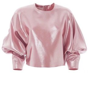 pink top—shimmery fabric—polyester